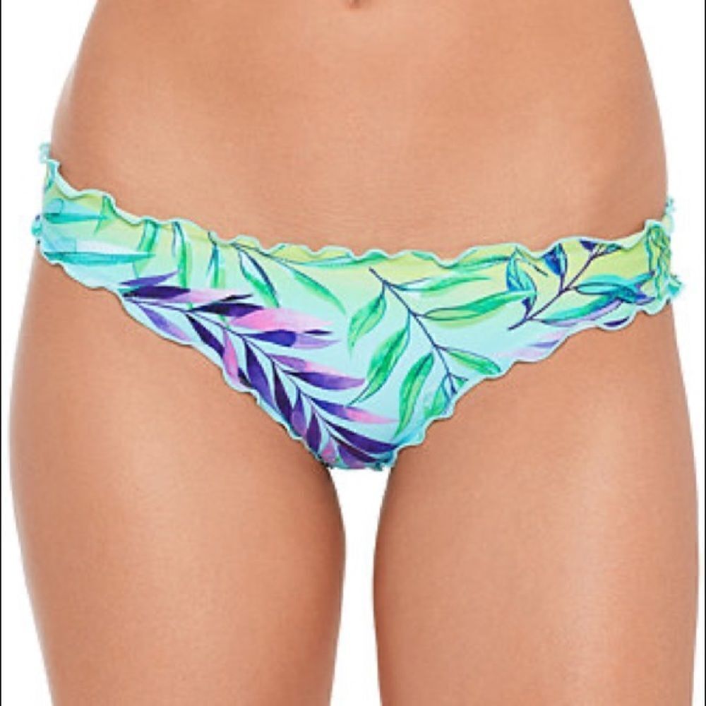 Salt + Cove Juniors' Tropical Punch Printed Ruffled Hipster Bikini Bottoms Large